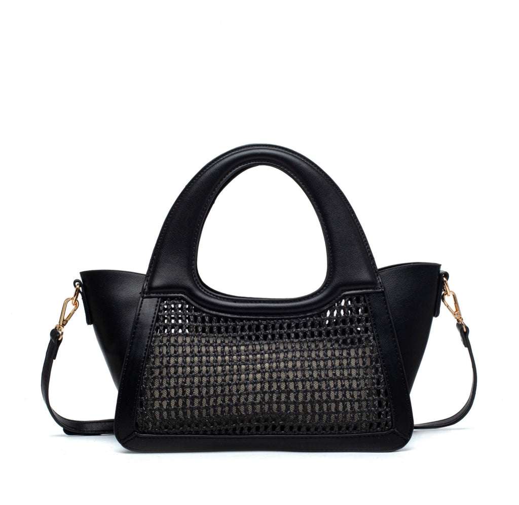 Elegante Rattan-Optik Handtasche