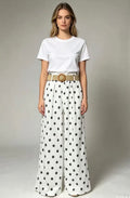 Leichte Polka Dots Stoffhose mit Gürtel