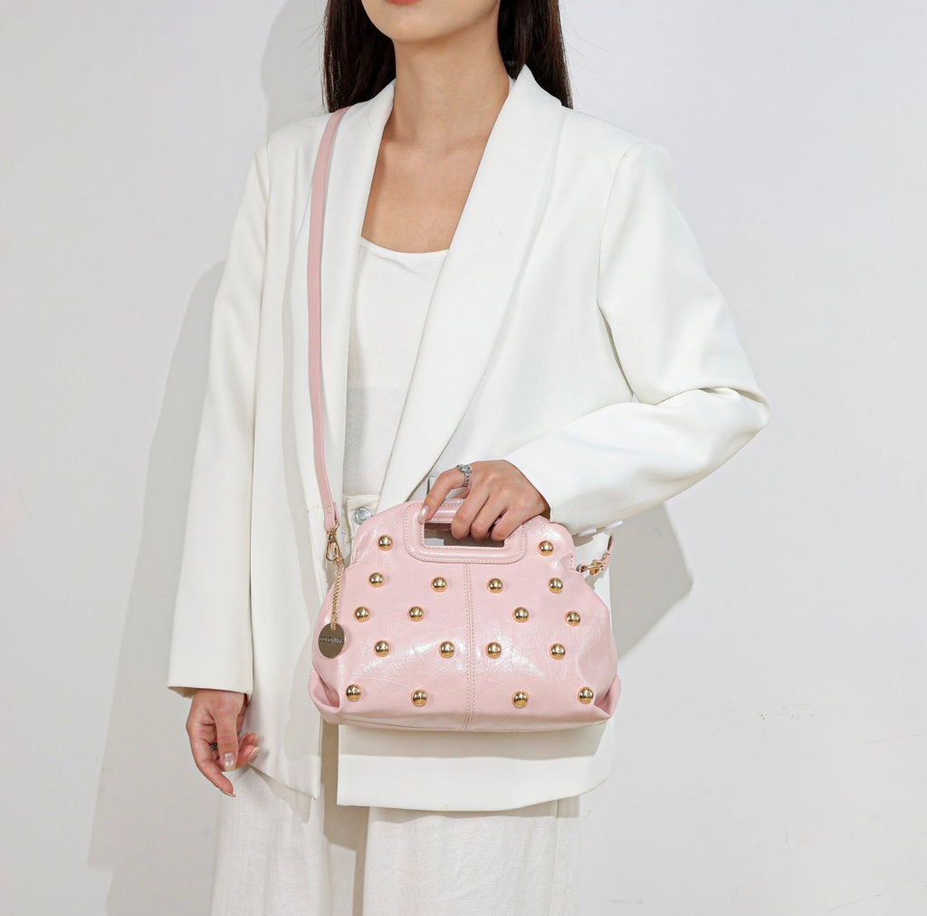Nieten Handtasche mit langen Gurt