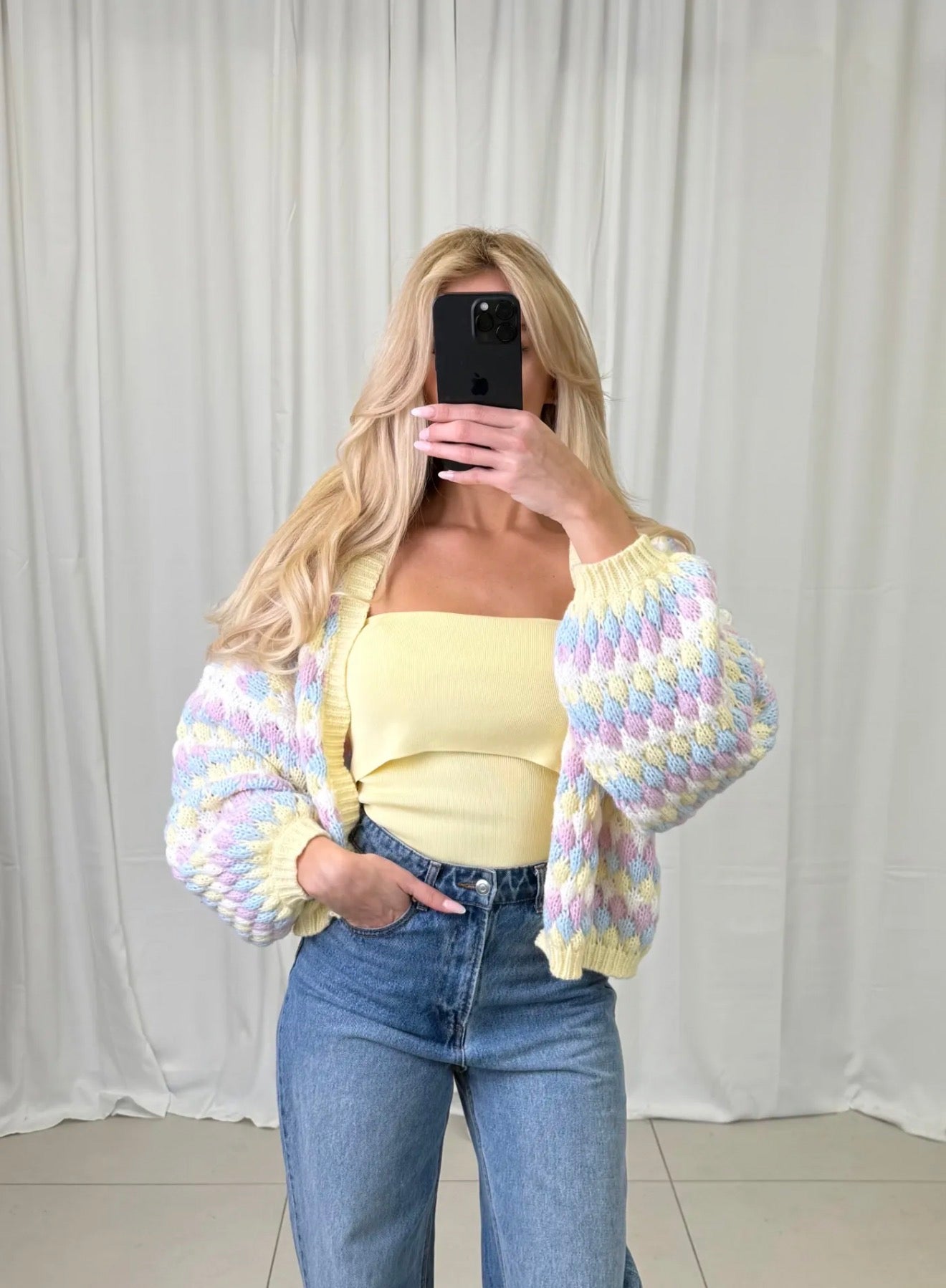 Geripptes Bandeau Top