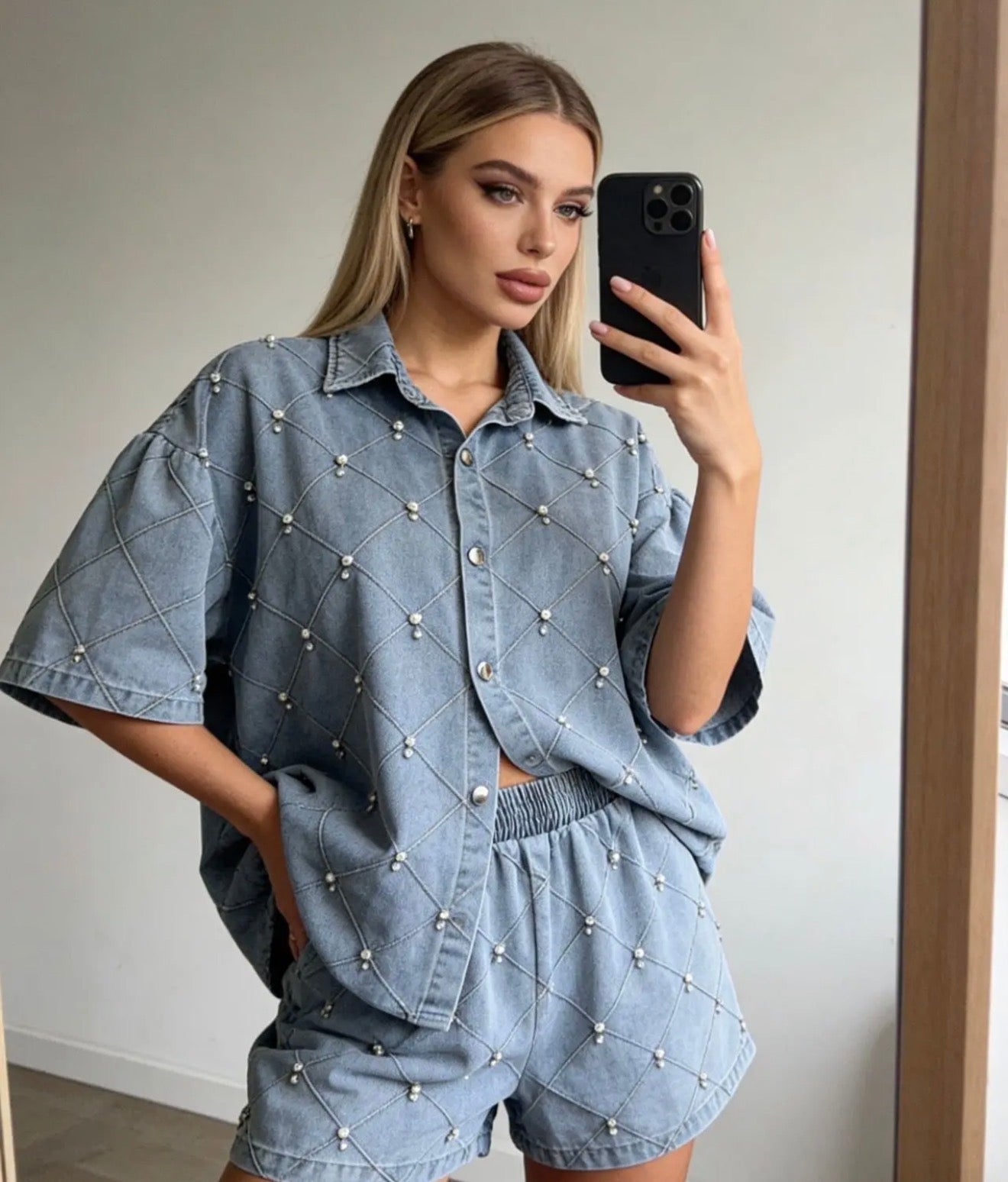 Jeans Zweiteiler mit Steinen