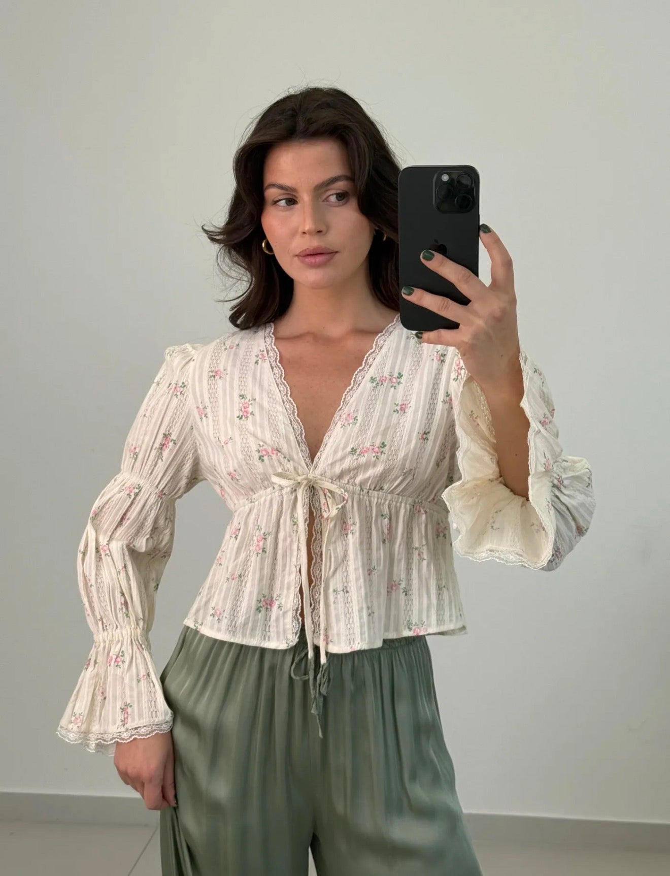 Bluse Floral mit Spitze