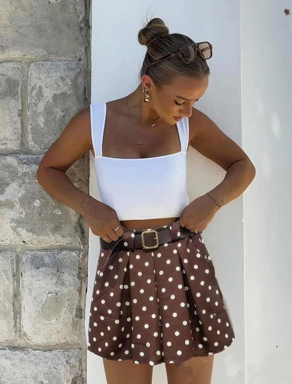 Polka Dot‘s Short mit Gürtel
