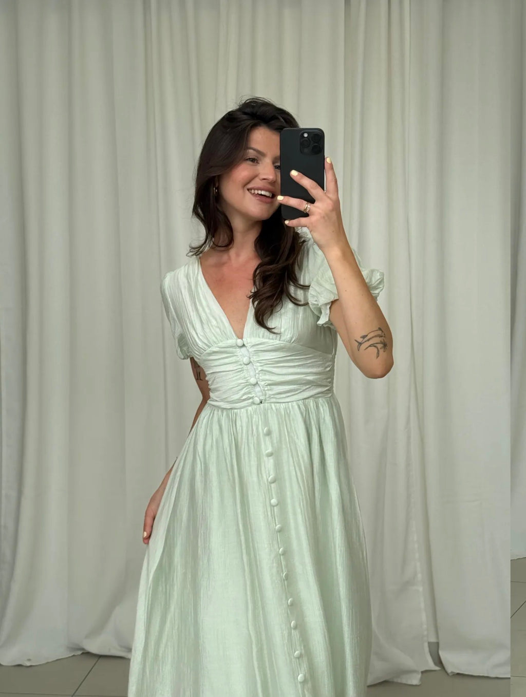Elegantes Maxi Kleid mit Knopfleiste
