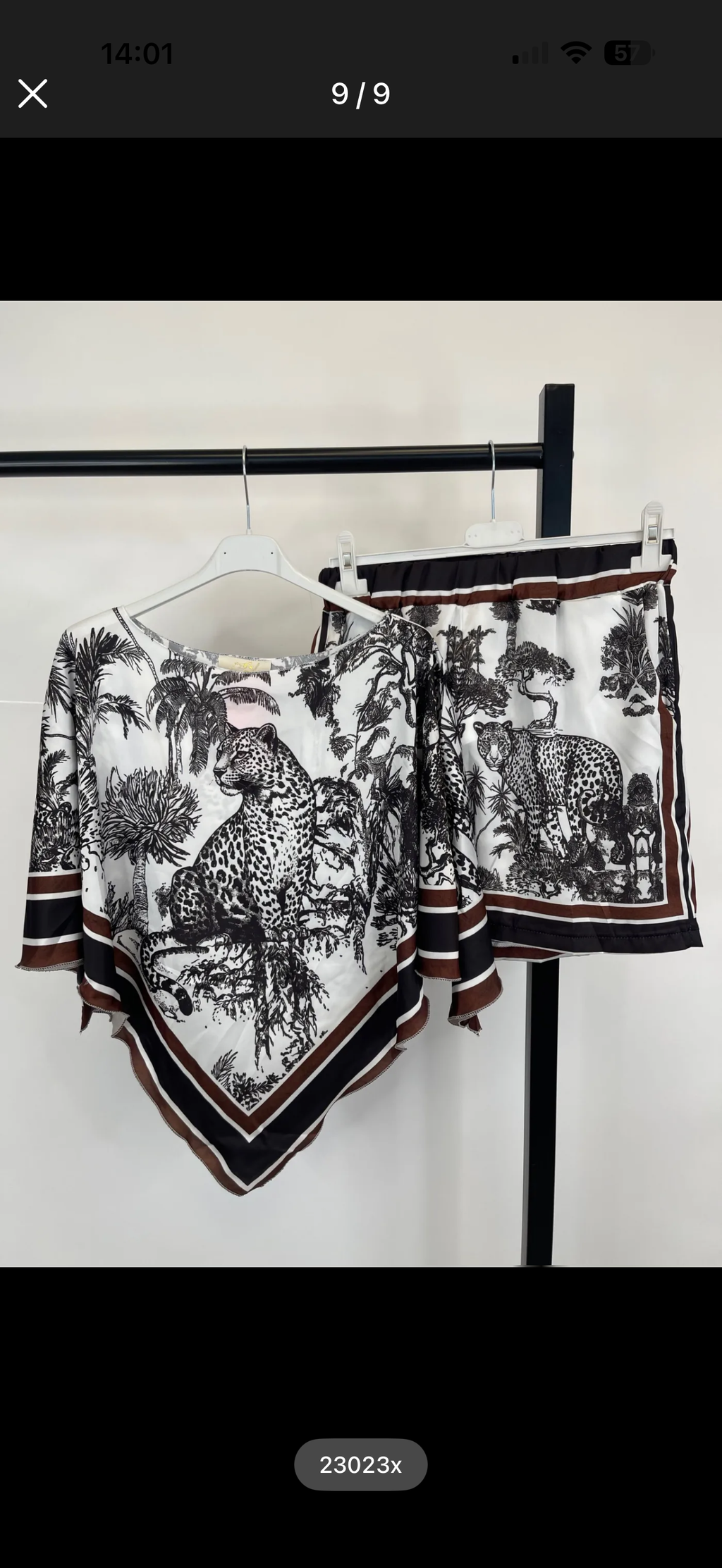 Zweiteiler Safari Print – Poncho-Shirt & Shorts