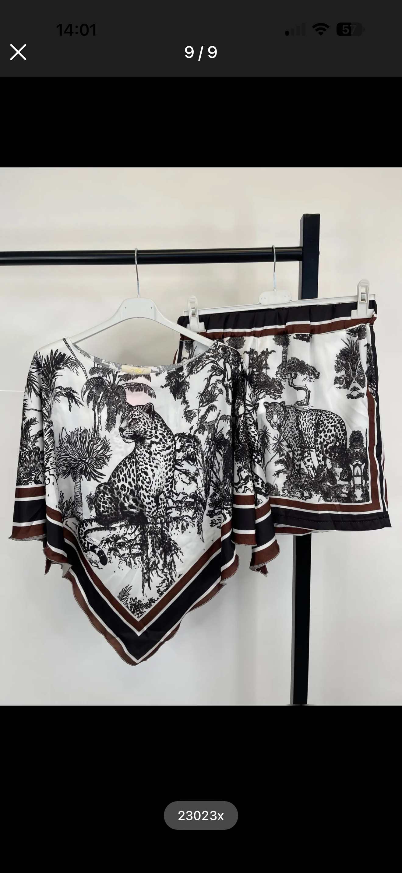 Zweiteiler Safari Print – Poncho-Shirt & Shorts