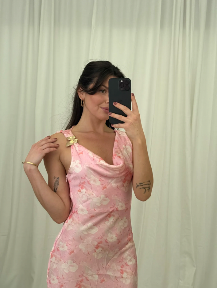 Maxikleid mit Wasserfall-Ausschnitt