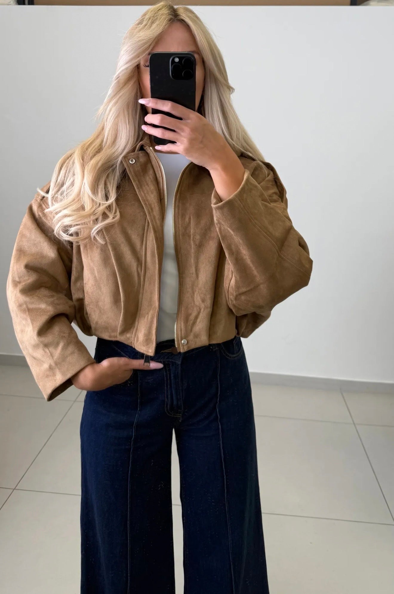 Biker Bomberjacke in Wildlederoptik