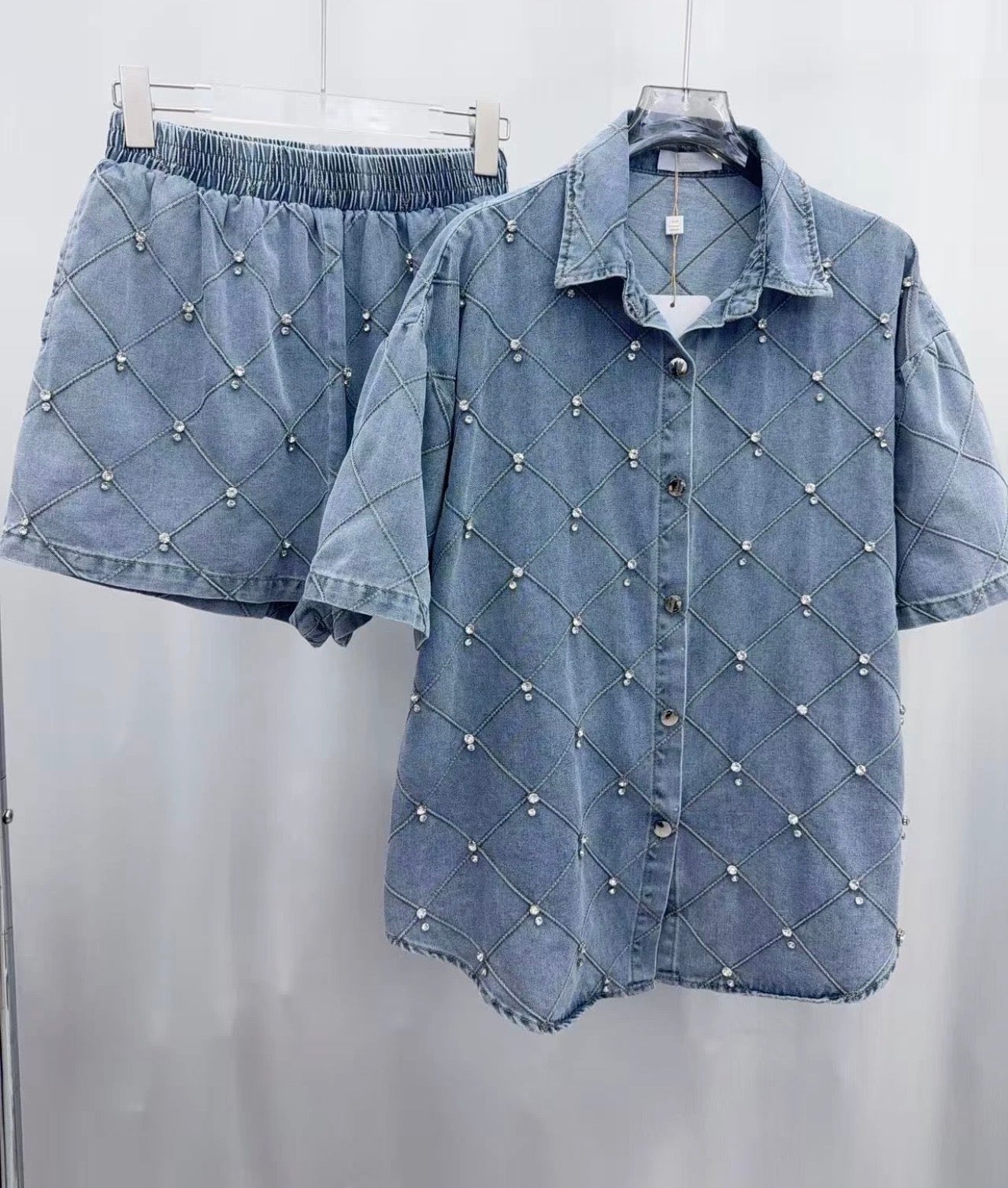 Jeans Zweiteiler mit Steinen