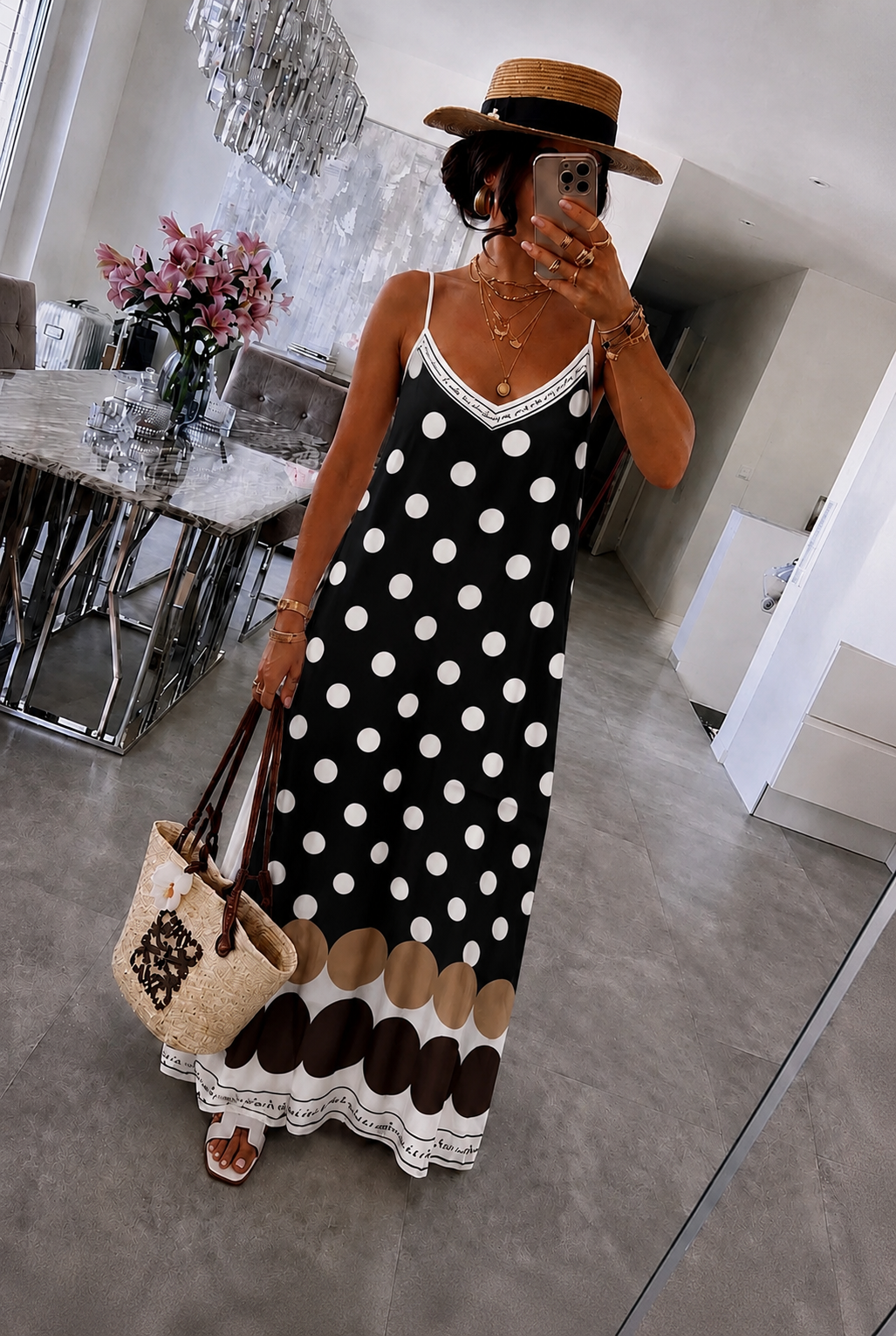 Venezia Maxikleid mit Polka Dots