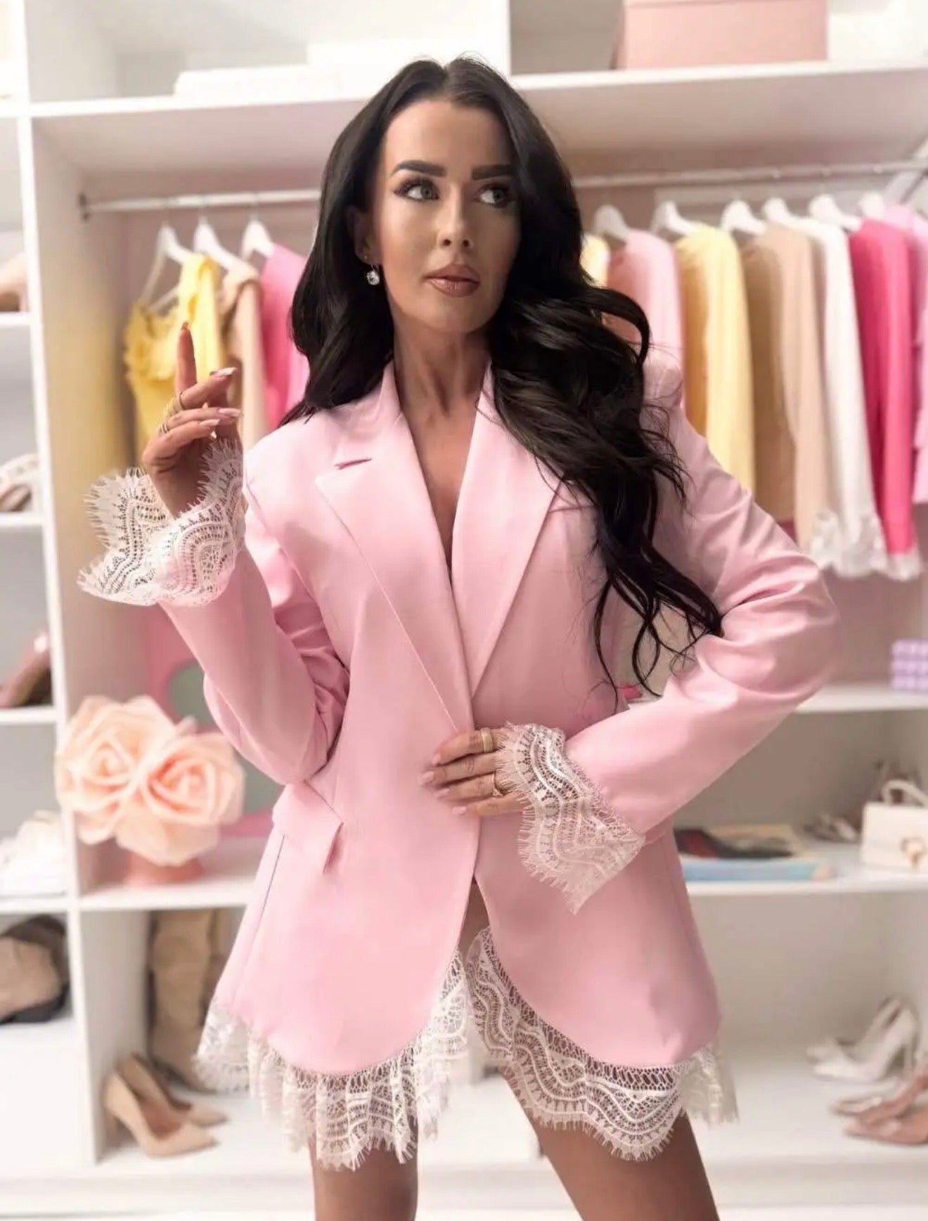 Blazerkleid mit Spitze