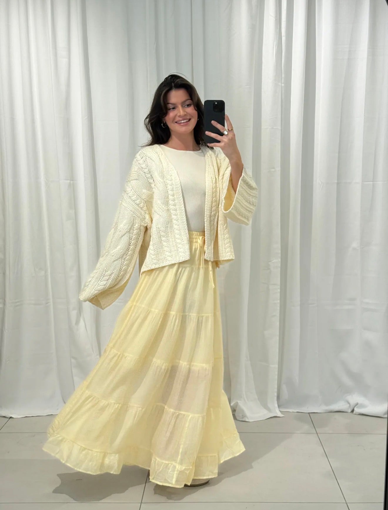 Eleganter Maxirock in Stufenoptik