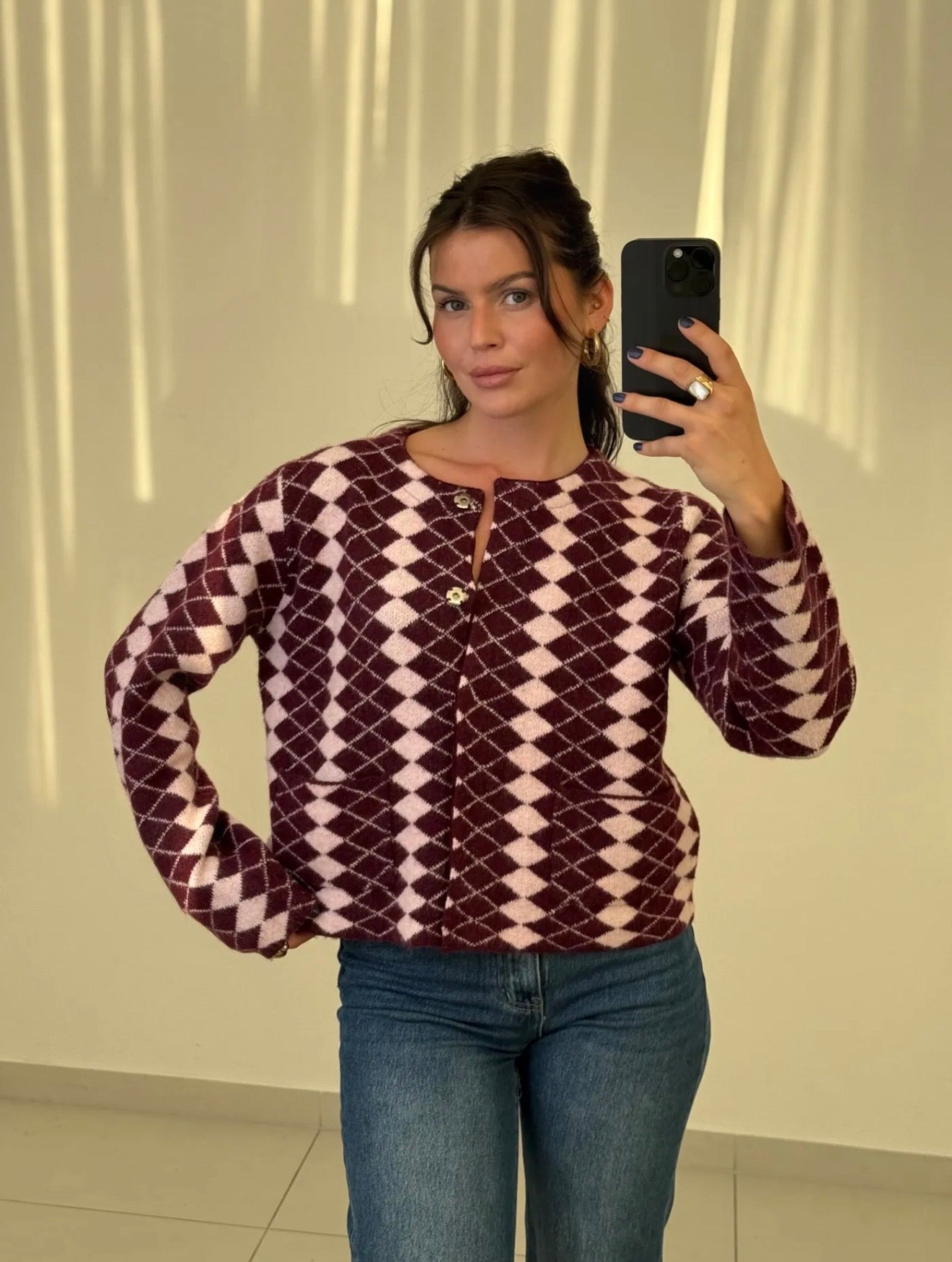 Rauten- Strickcardigan Zoe