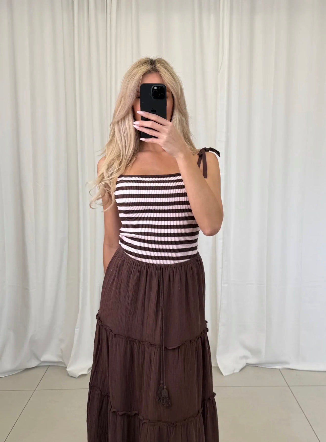Rippstrick Top mit Schleifen gestreift