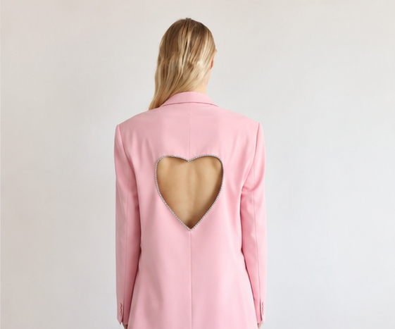 Blazer mit Herz am Rücken aus Glitzersteinen