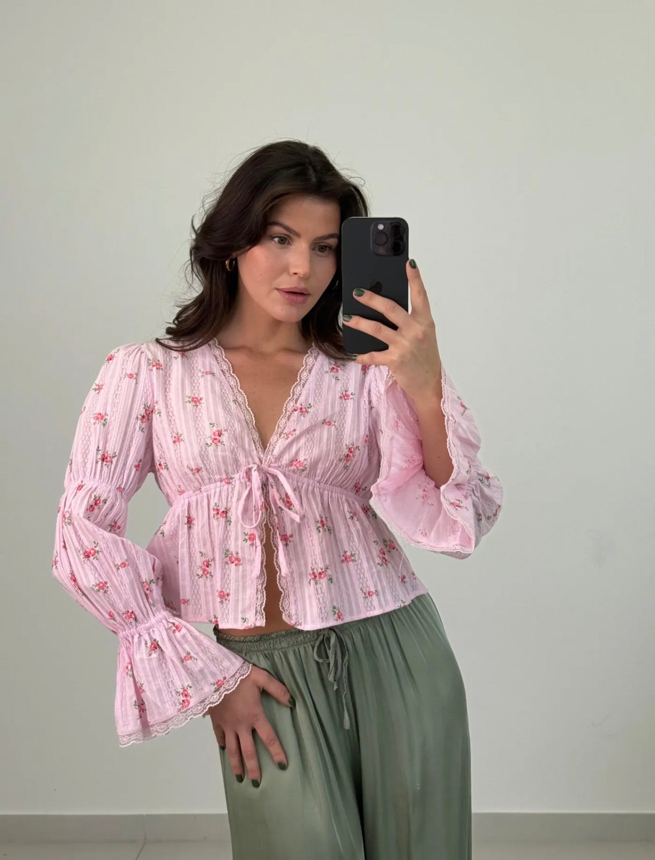 Bluse Floral mit Spitze