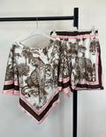 Zweiteiler Safari Print – Poncho-Shirt & Shorts