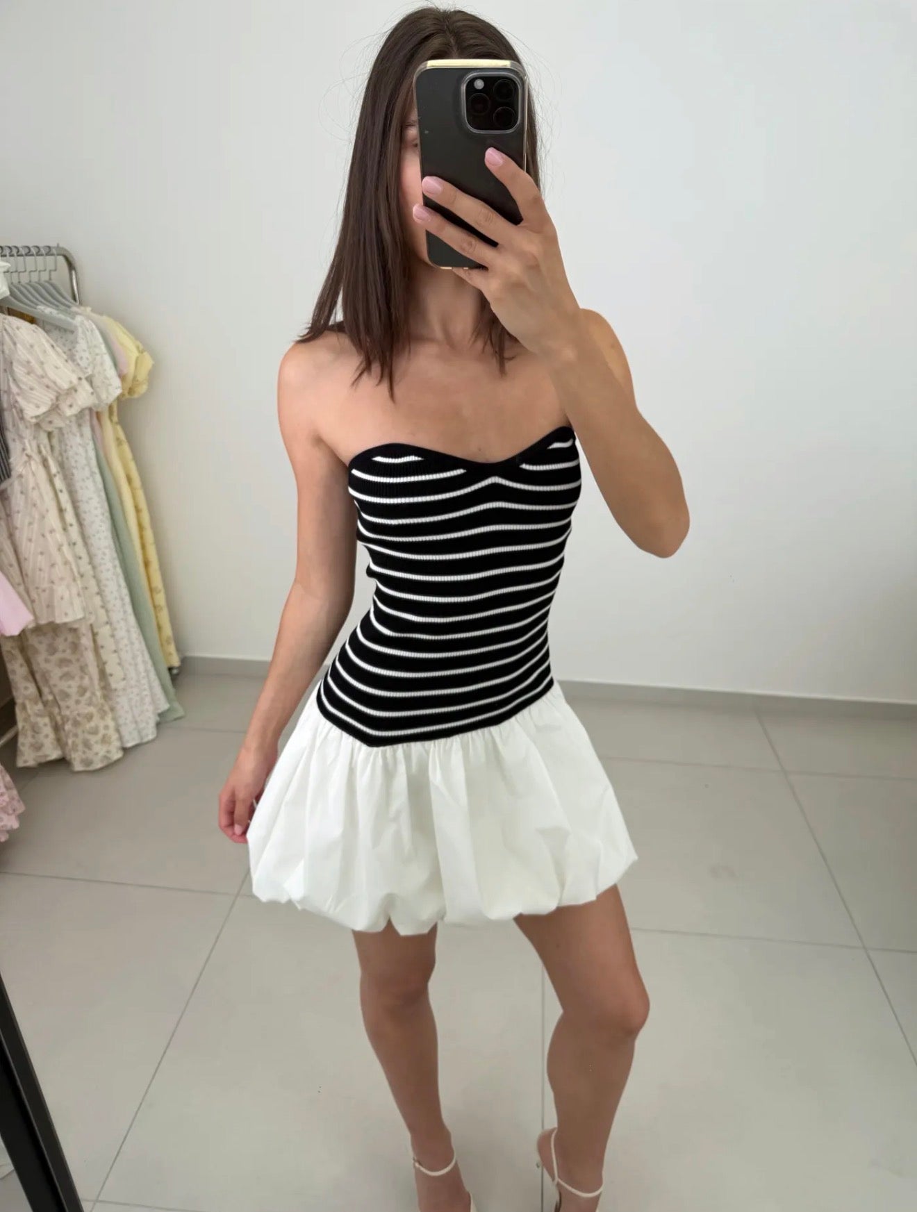 Minikleid mit Corsage-Optik und Ballonrock