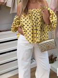 Polka Dots Bluse Schulterfrei