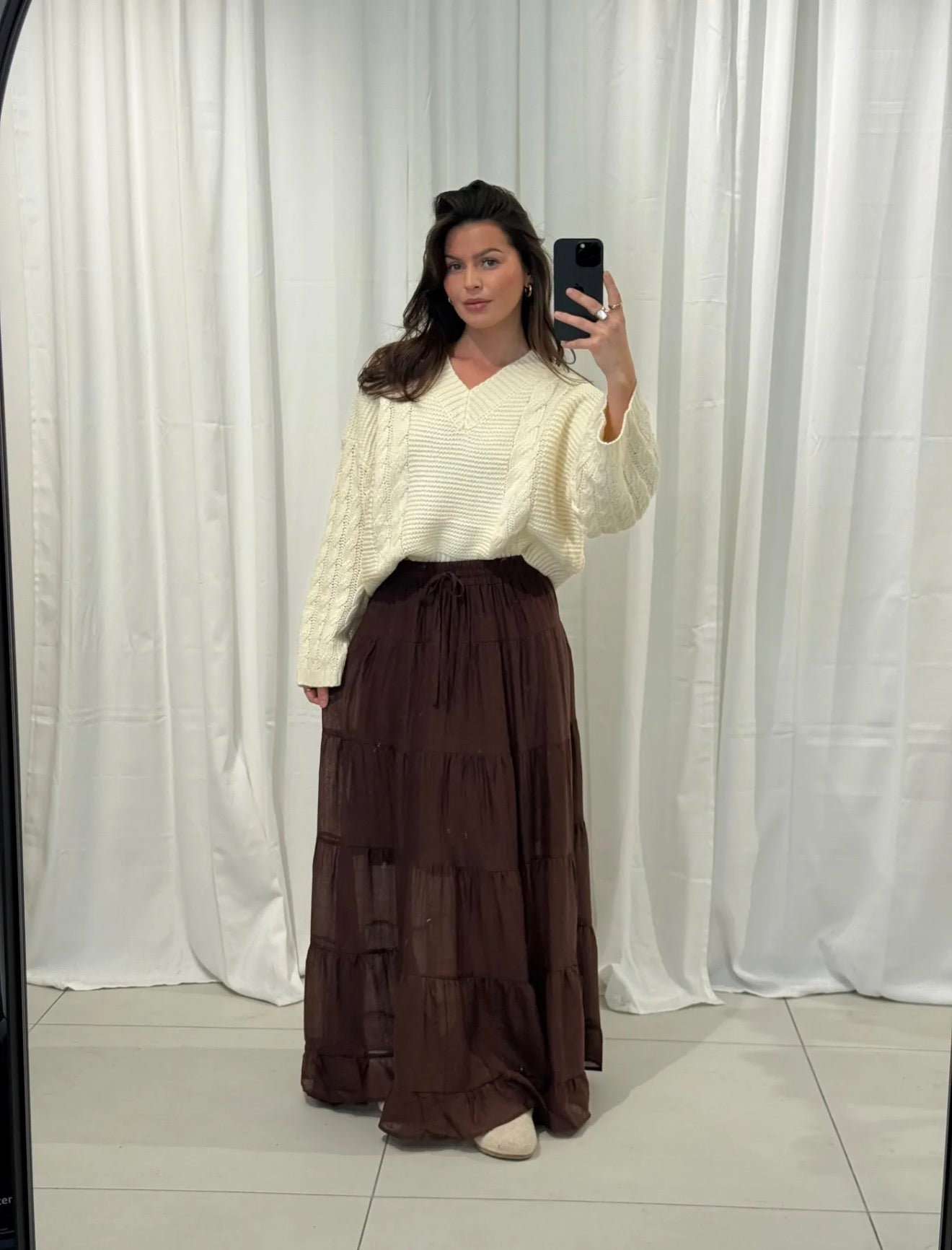 Eleganter Maxirock in Stufenoptik