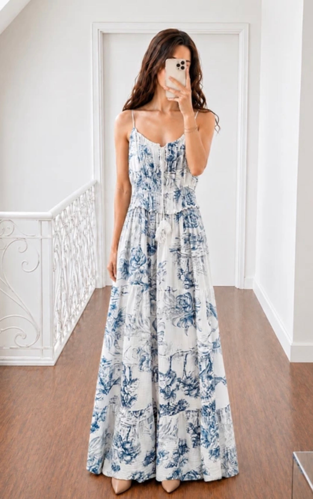 Bedrucktes Maxikleid aus Baumwolle